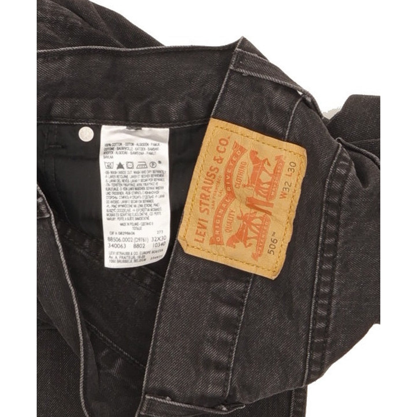 Levi's 506 Men Black Straight Regular Jeans W32 L30