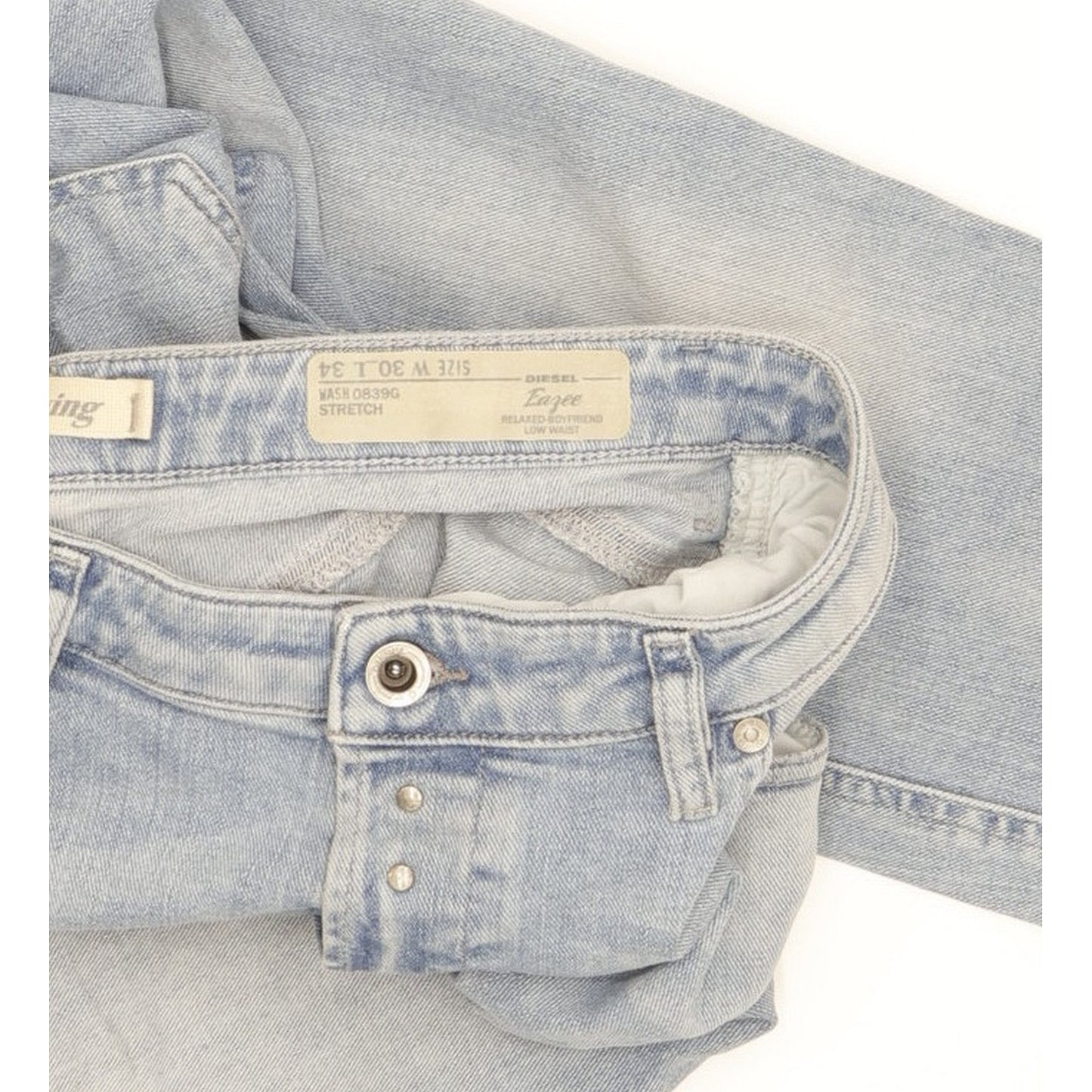 Diesel Eazee Blue Tapered Relaxed Boyfriend Stretch Jeans High Waisted W30 L28