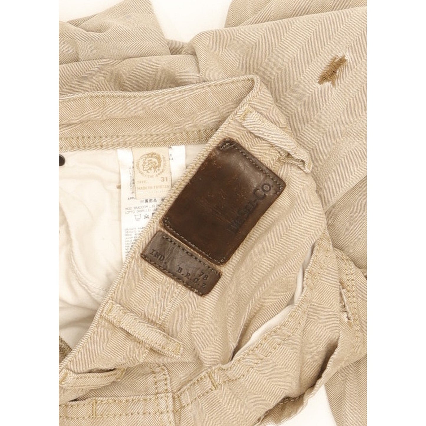 Diesel Braddom Men Beige Tapered Slim Jeans W31 L32