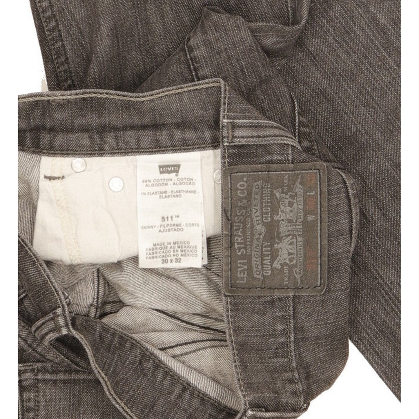 Levi's 511 Men Grey Straight Slim Stretch Jeans W30 L32