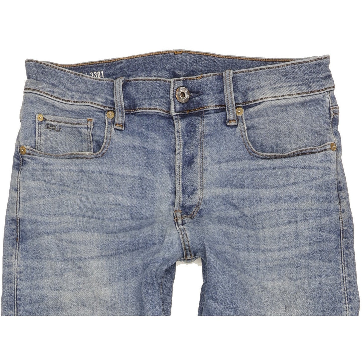 G-Star 3301 Men Blue Straight Slim Stretch Jeans W30 L31