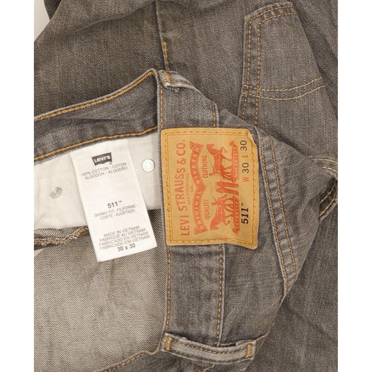 Levi's 511 Men Grey Straight Slim Jeans W30 L28