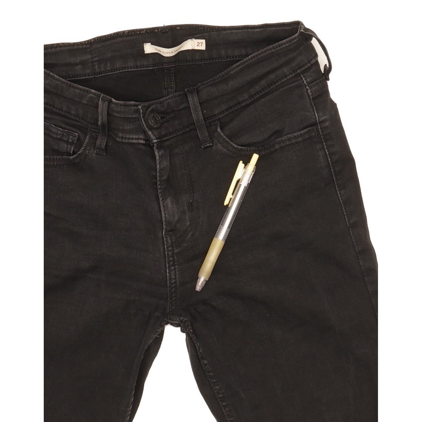 Levi's 710 Super Women Black Skinny Slim Stretch Jeans W27 L30