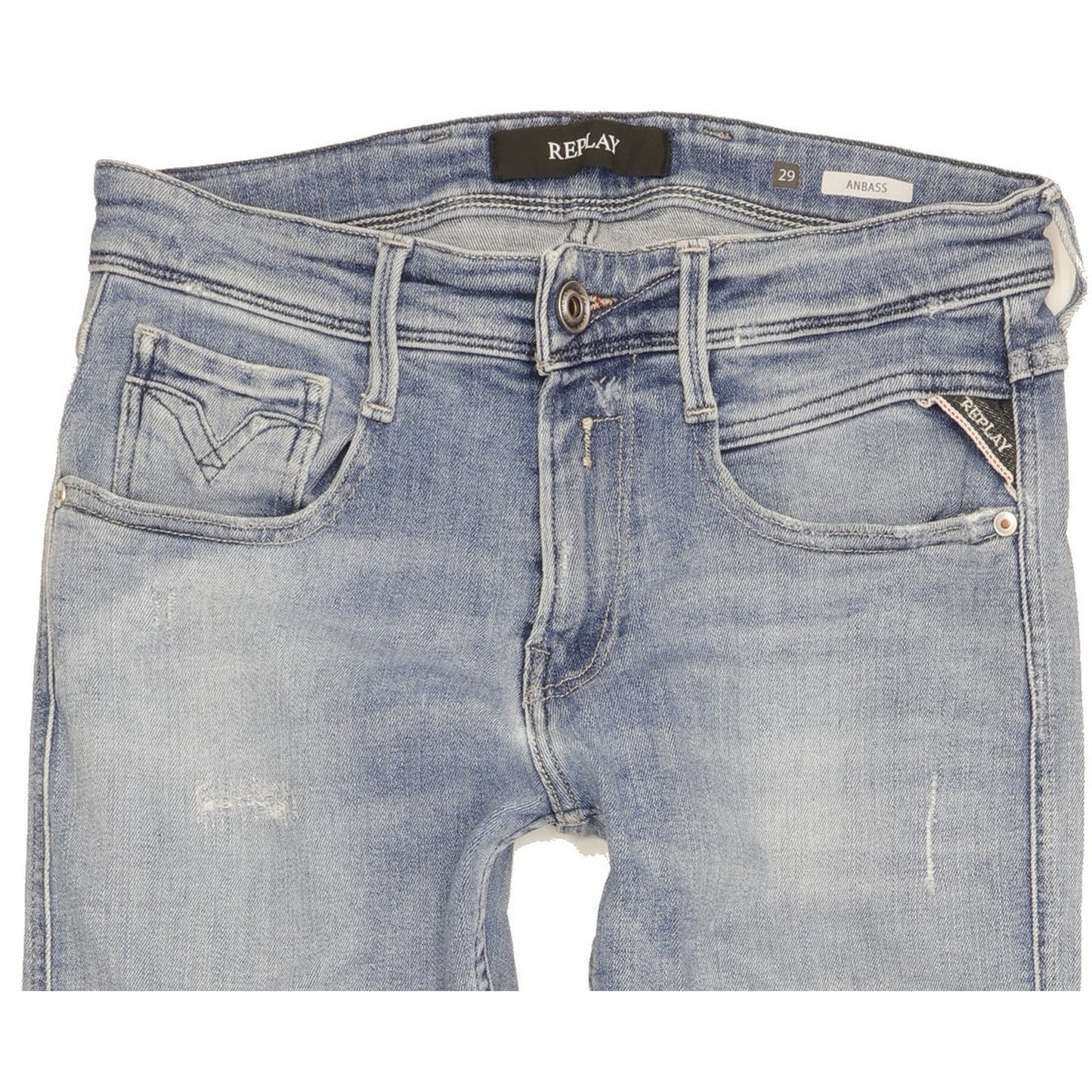 Replay Anbass Men Blue Skinny Slim Stretch Jeans W29 L30