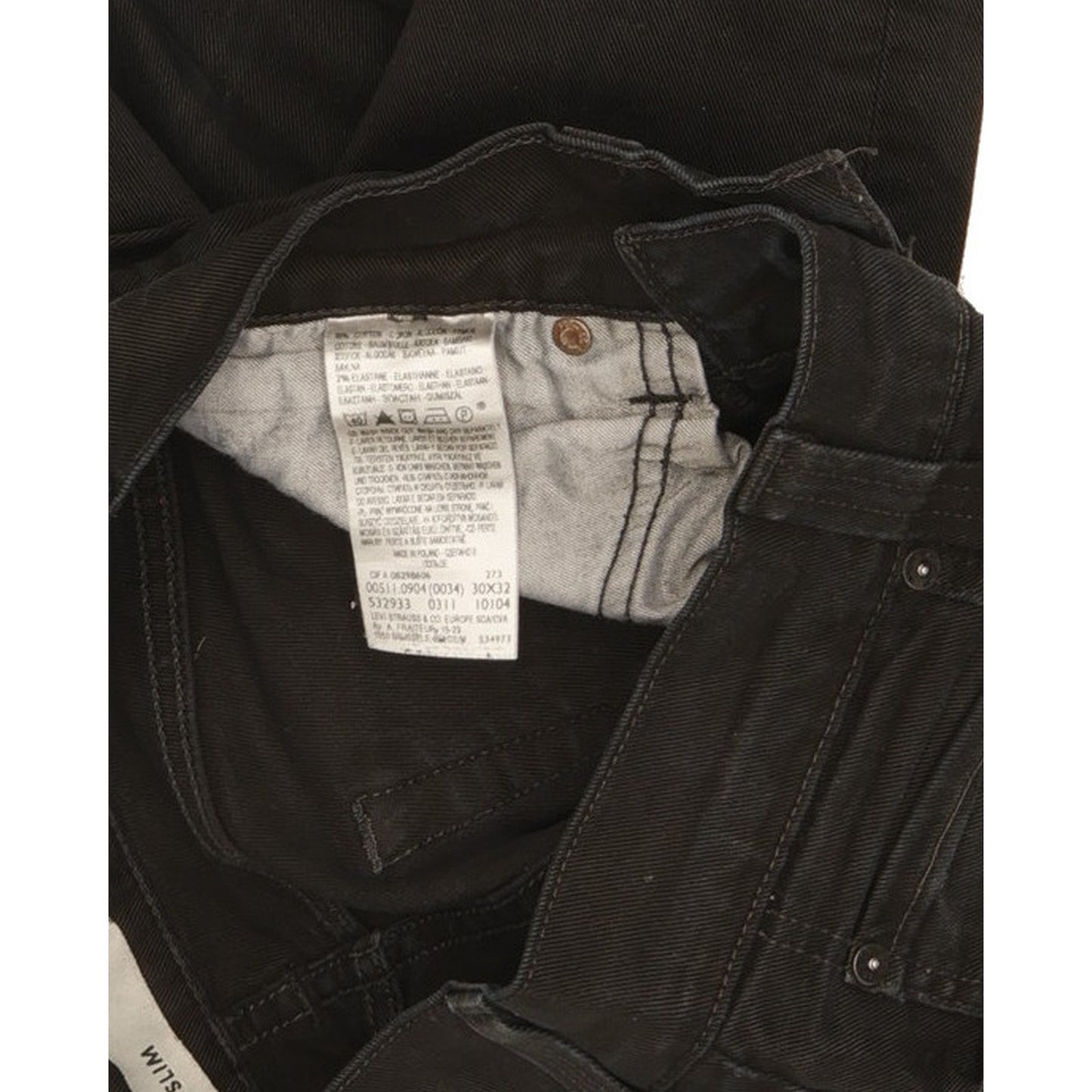 Levi's 511 Men Black Straight Slim Stretch Jeans W30 L31