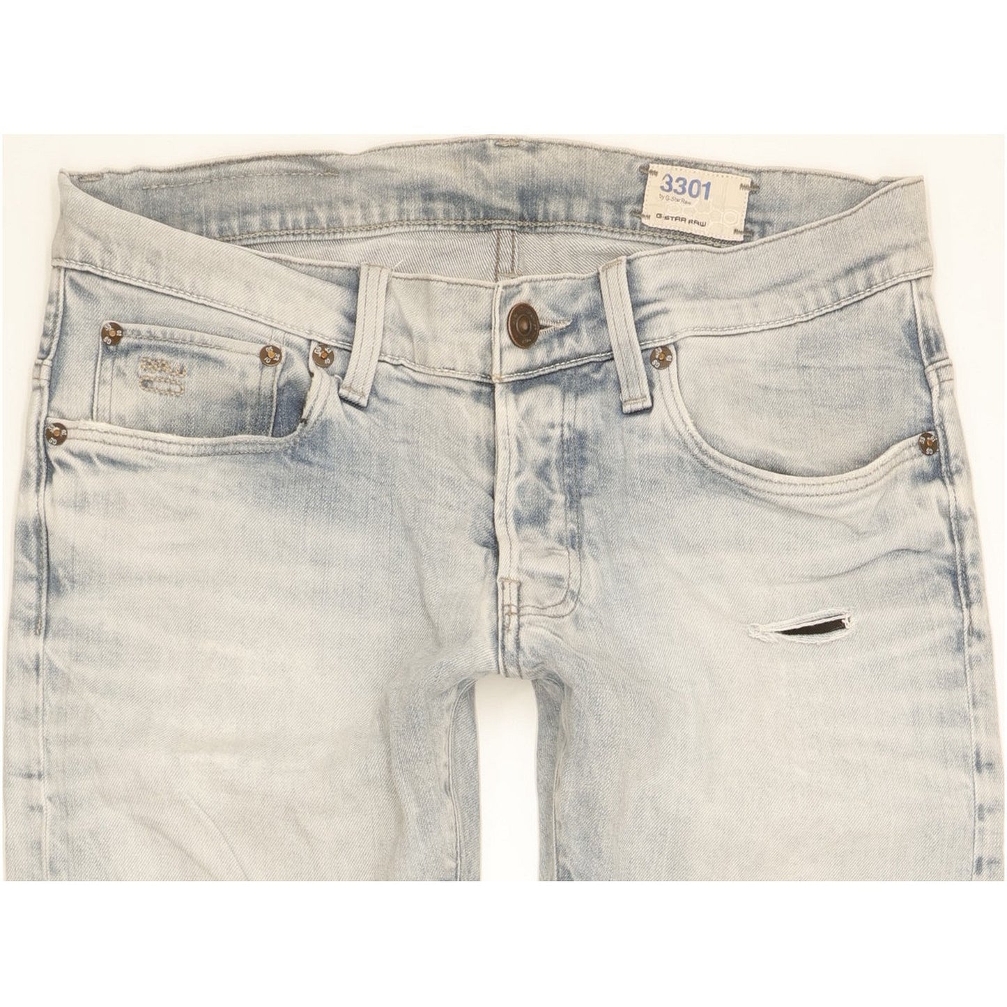 G-Star 3301 Men Blue Skinny Slim Stretch Jeans W28 L28