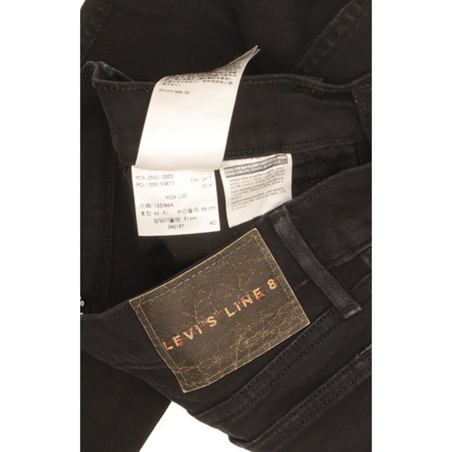 Levi's Line 8 Men Black Skinny Slim Stretch Jeans W26 L30