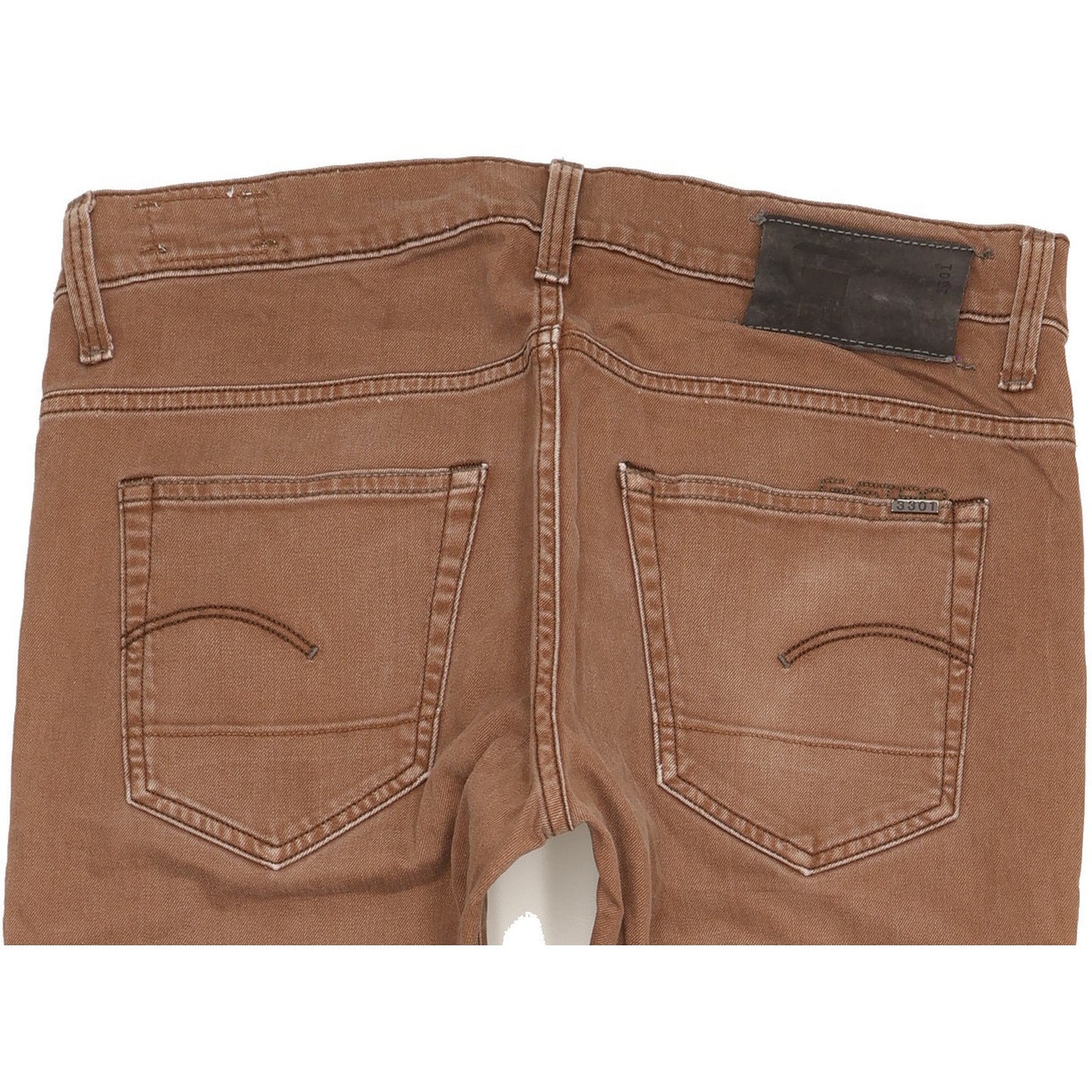 G-Star 3301 Men Brown Straight Slim Stretch Jeans W34 L32