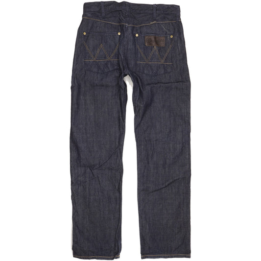 Wrangler 4MRB Men Navy Straight Regular Jeans W32 L33