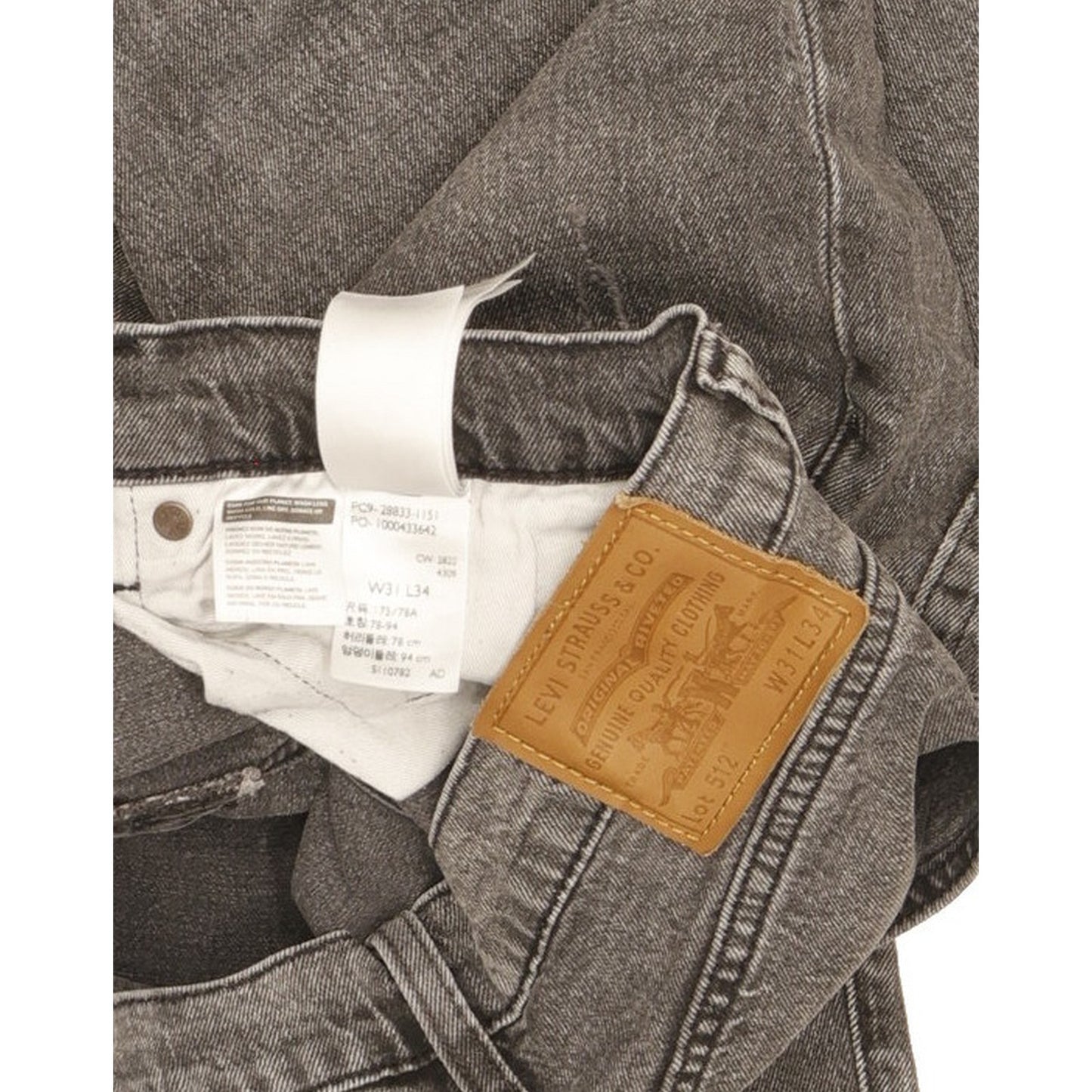 Levi's 512 Men Grey Straight Slim Stretch Jeans W31 L33