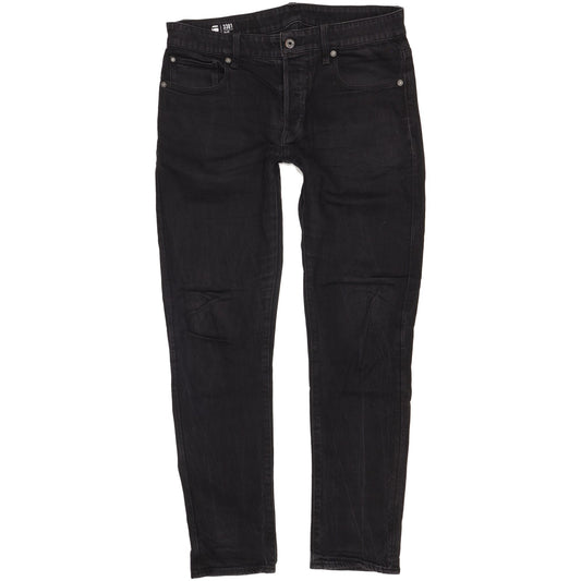 G-Star 3301 Men Black Straight Slim Stretch Jeans W32 L31