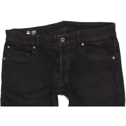 G-Star 3301 Men Black Straight Slim Stretch Jeans W32 L31