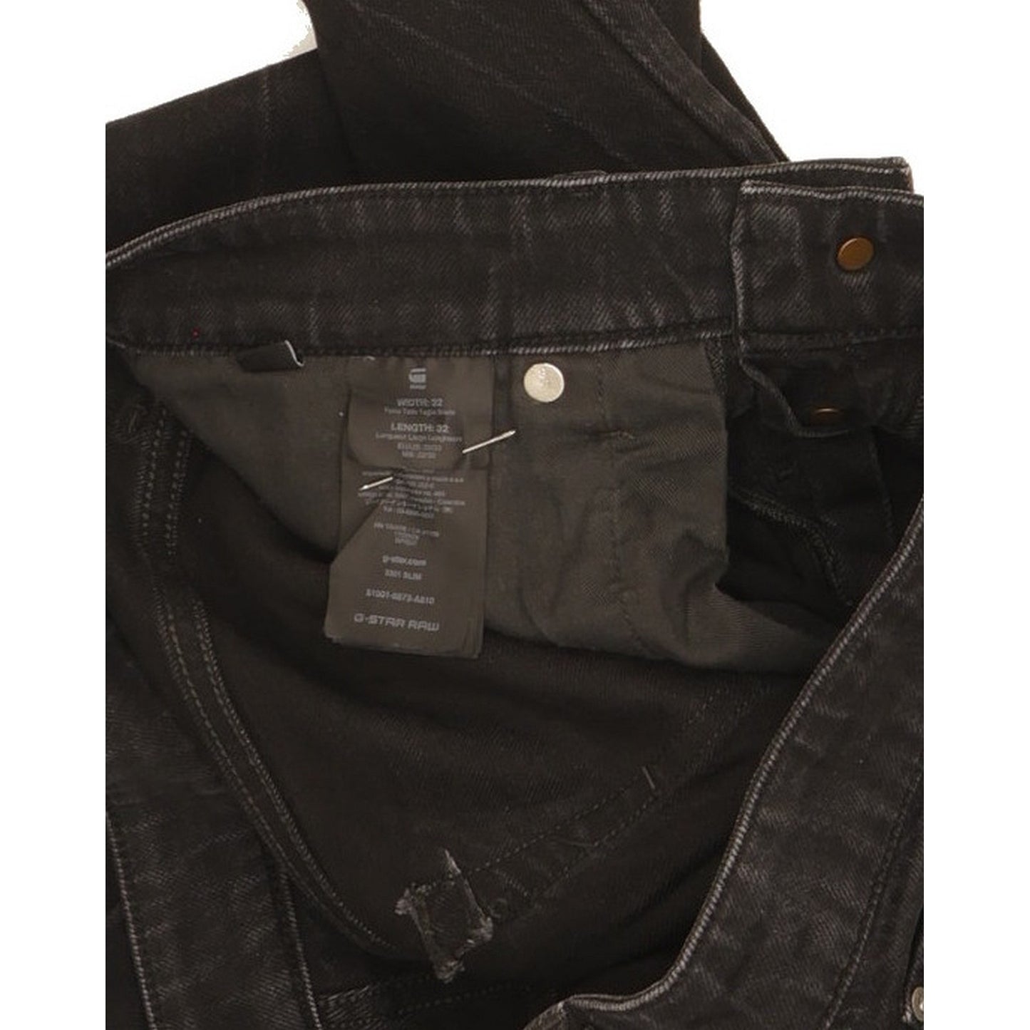 G-Star 3301 Men Black Straight Slim Stretch Jeans W32 L31