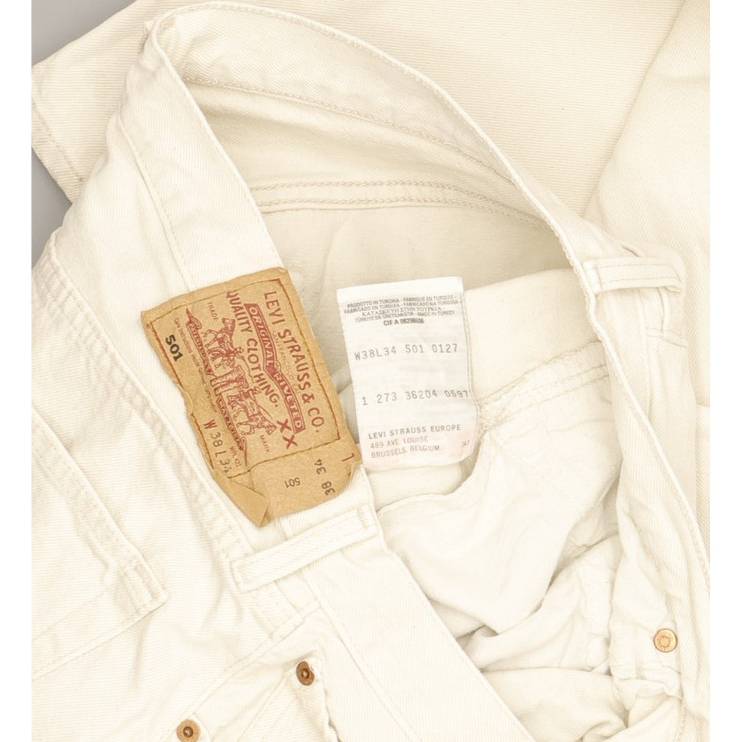 Levi's 501 Men Beige Straight Regular Jeans W37 L34