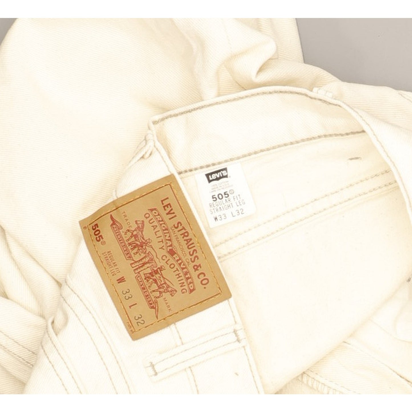 Levi's 505 Made in USA Men Beige Straight Regular Jeans W33 L32