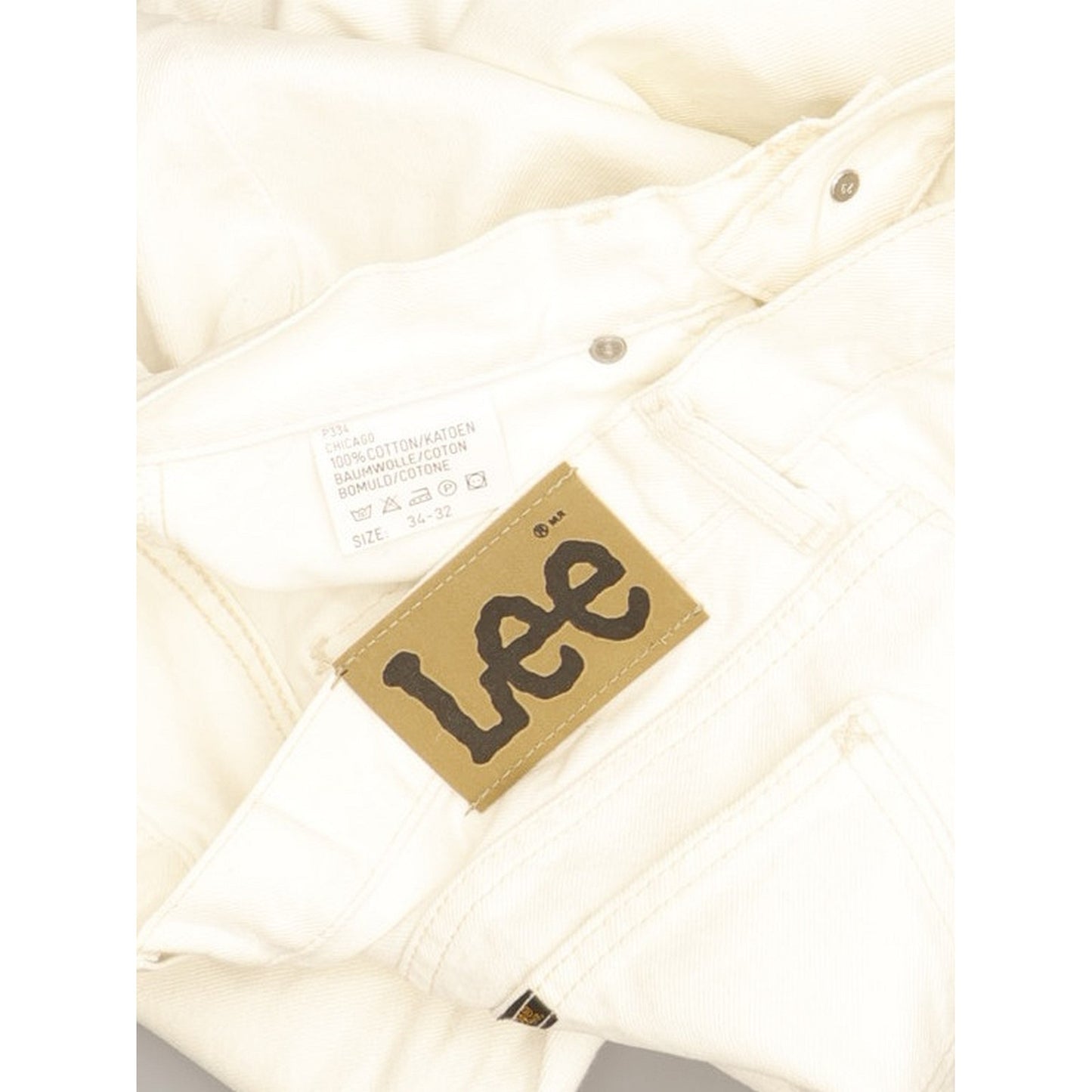 Lee Chicago Men White Straight Regular Jeans W34 L32
