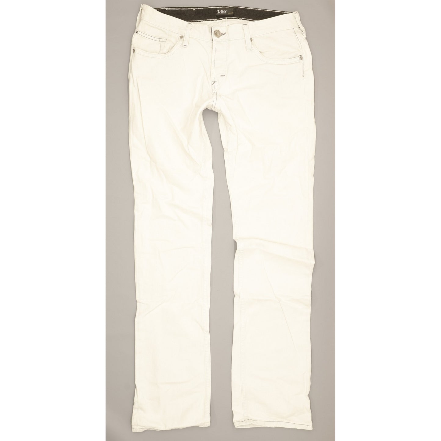 Lee Knox Men White Straight Slim Jeans W31 L34