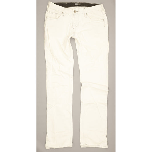 Lee Knox Men White Straight Slim Jeans W31 L34
