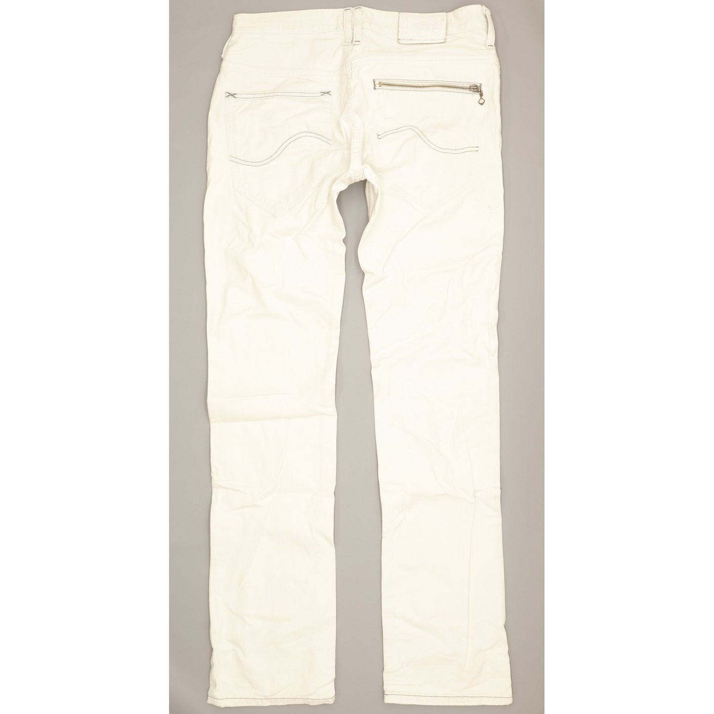 Lee Knox Men White Straight Slim Jeans W31 L34