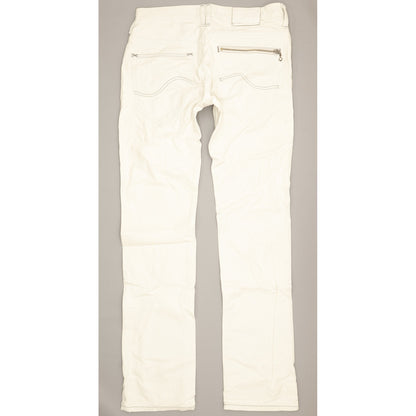 Lee Knox Men White Straight Slim Jeans W31 L34