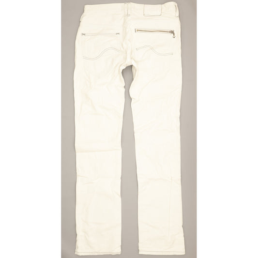 Lee Knox Men White Straight Slim Jeans W31 L34