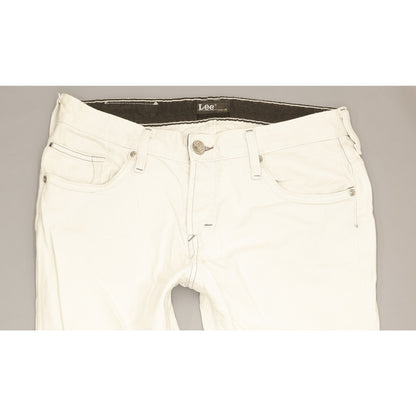 Lee Knox Men White Straight Slim Jeans W31 L34