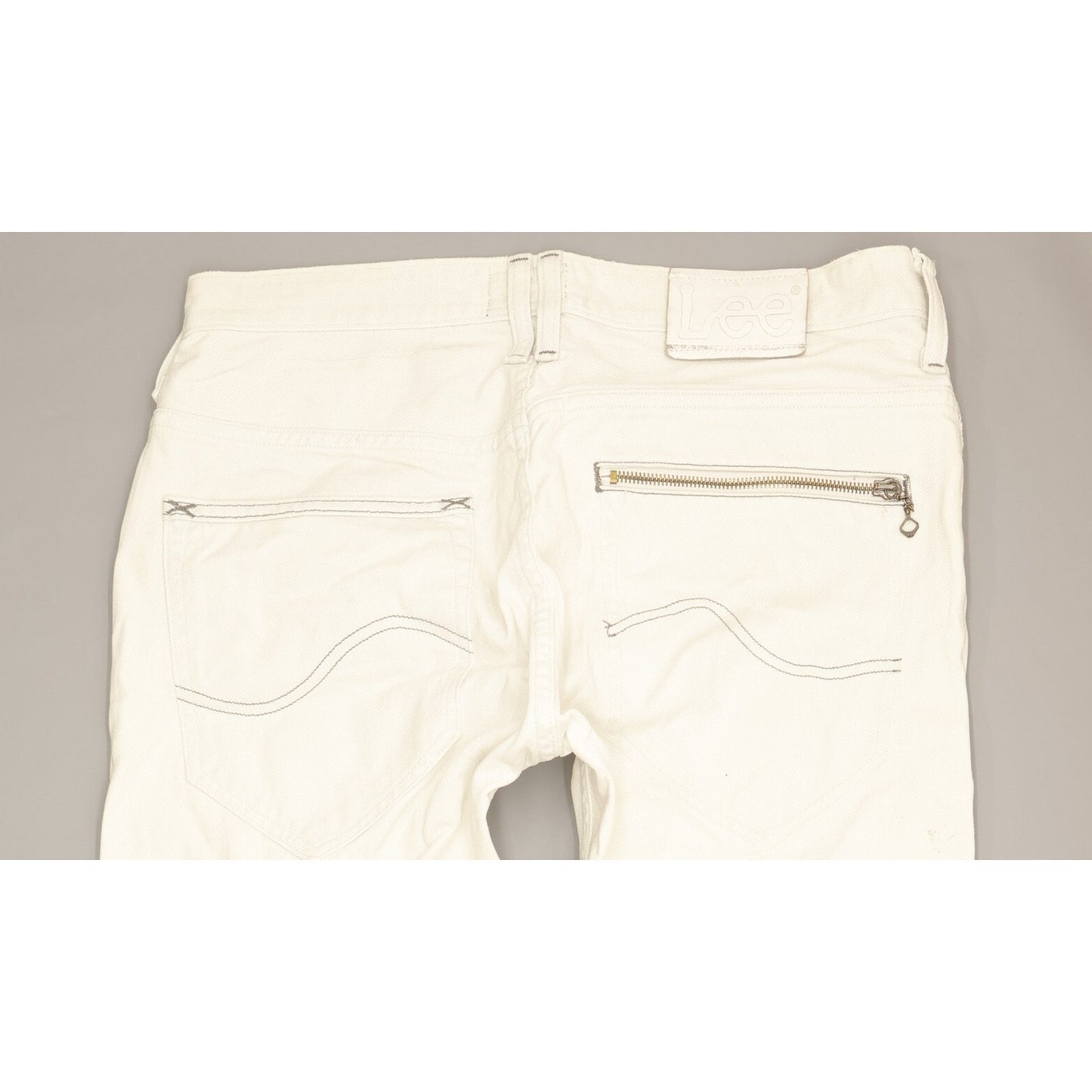 Lee Knox Men White Straight Slim Jeans W31 L34