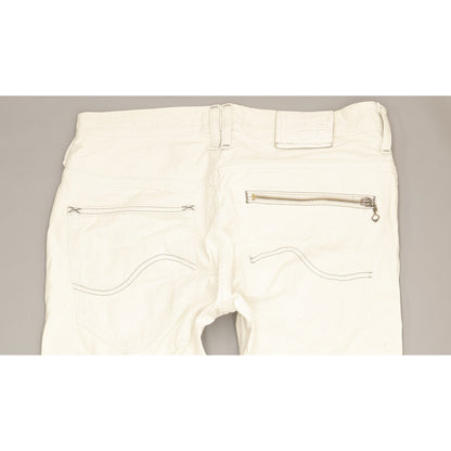 Lee Knox Men White Straight Slim Jeans W31 L34