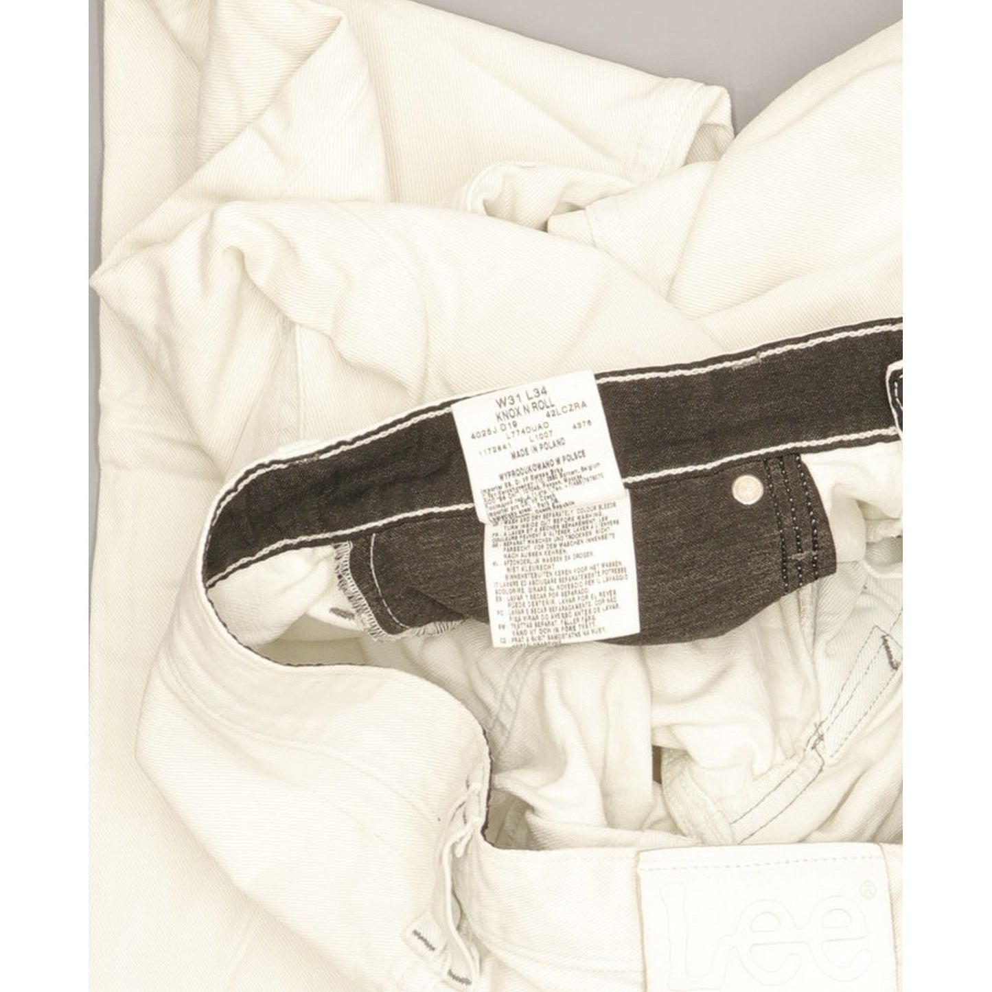 Lee Knox Men White Straight Slim Jeans W31 L34