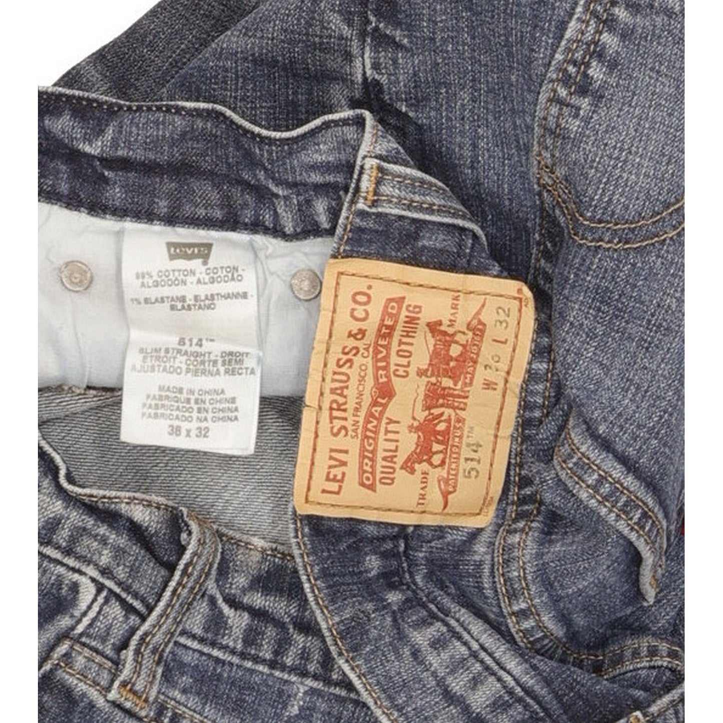 Levi's 514 Men Blue Straight Slim Stretch Jeans W36 L32