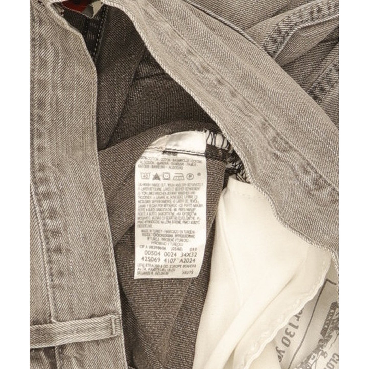 Levi's 504 Men Grey Straight Regular Jeans W34 L30