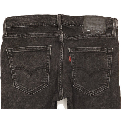 Levi's 512 Men Black Tapered Slim Stretch Jeans W33 L30