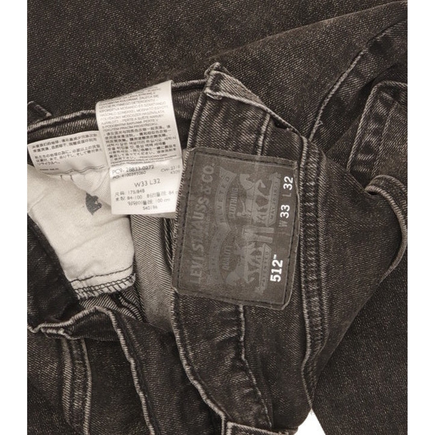 Levi's 512 Men Black Tapered Slim Stretch Jeans W33 L30