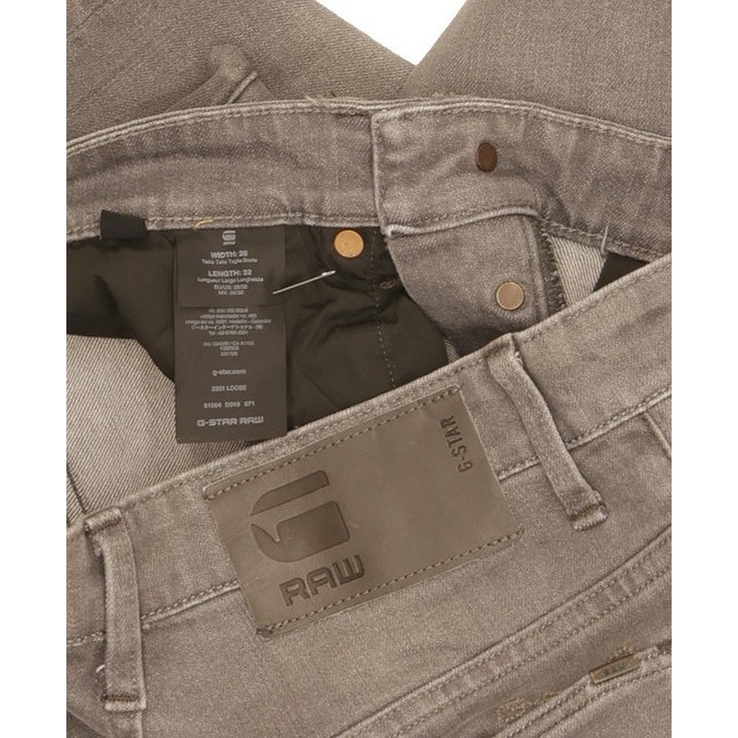 G-Star 3301 Men Grey Straight Loose Stretch Jeans W26 L31