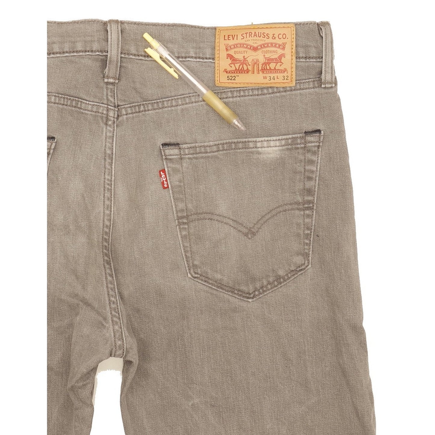 Levi's 522 Men Grey Straight Regular Stretch Jeans W34 L31