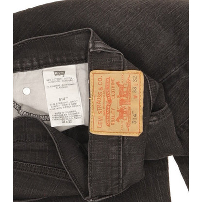 Levi's 514 Men Black Straight Slim Stretch Jeans W33 L31