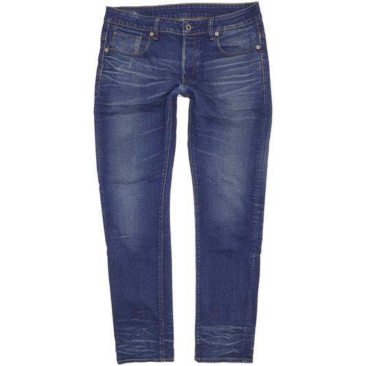 G-Star 3301 Men Blue Straight Slim Stretch Jeans W34 L31