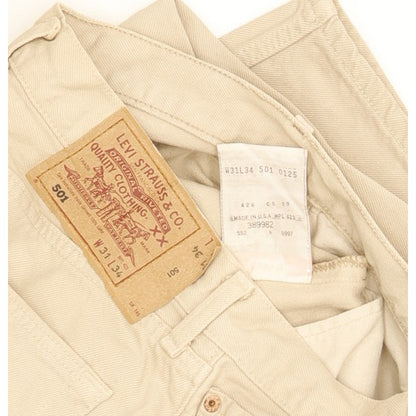Levi's 501 Made in USA Men Beige Straight Regular Jeans W31 L34