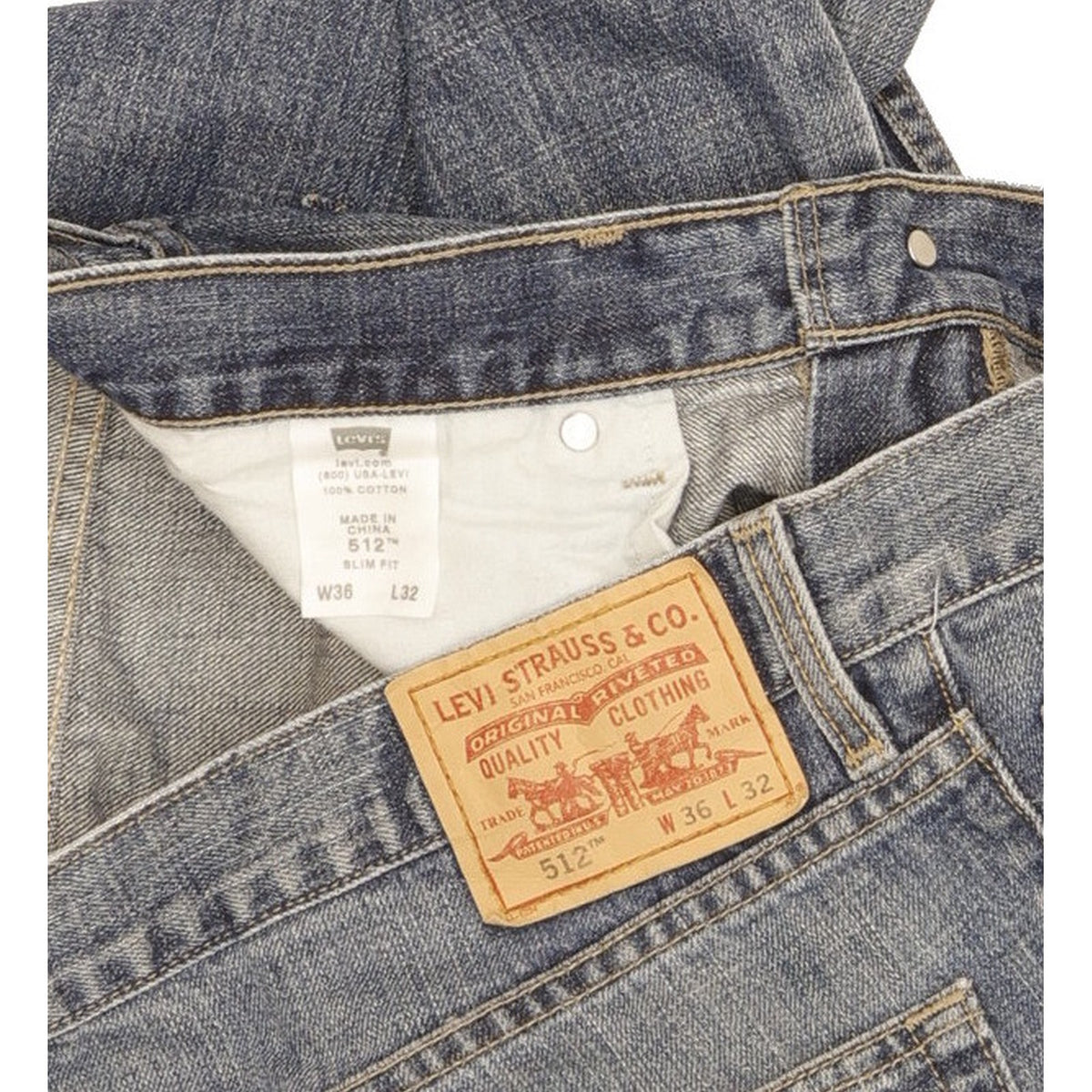 Levi's 512 Men Blue Straight Slim Jeans W36 L32