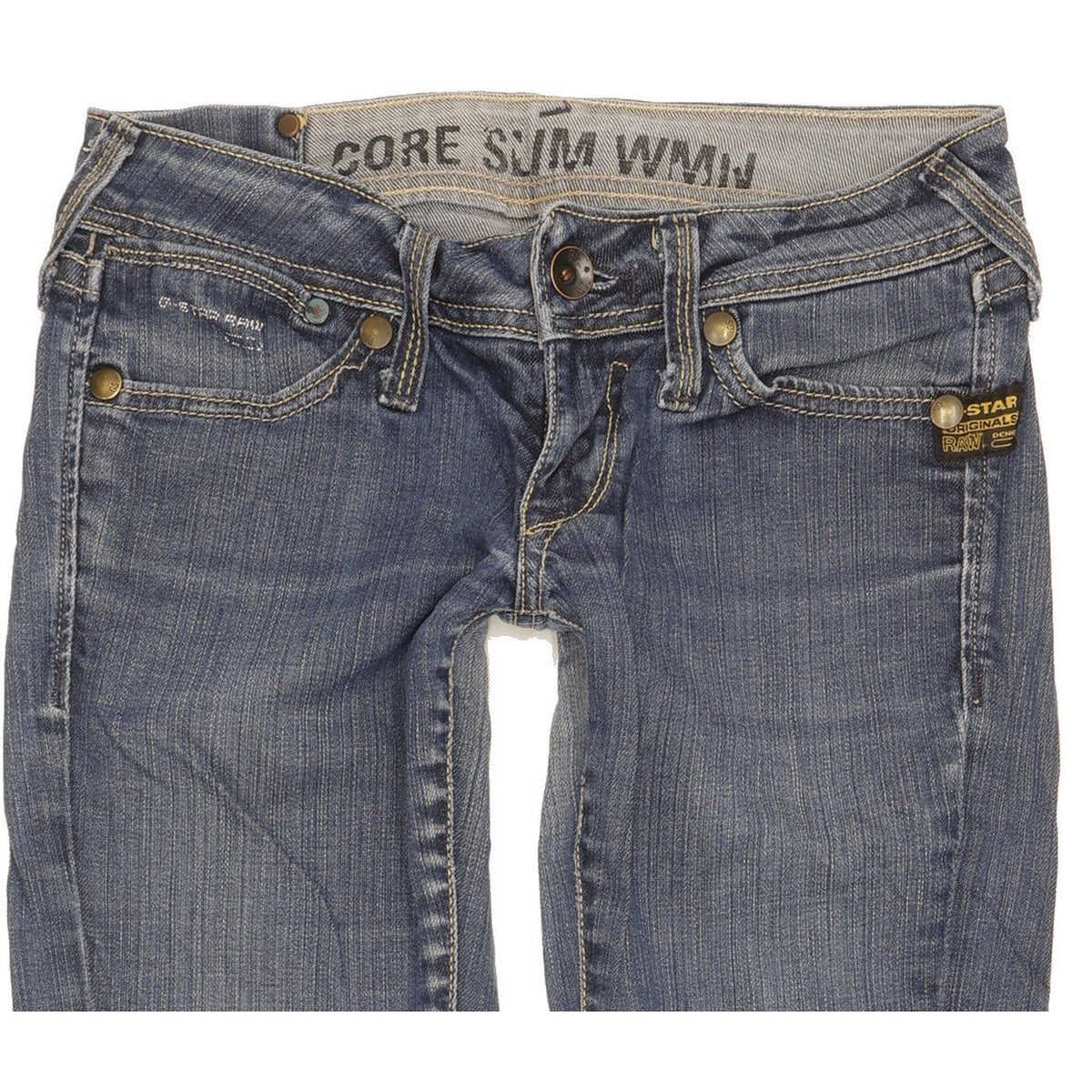 G-Star Core Women Blue Straight Slim Stretch Jeans W26 L28