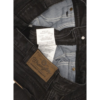 Wrangler Durable Quality Men Black Straight Regular Stretch Jeans W33 L29