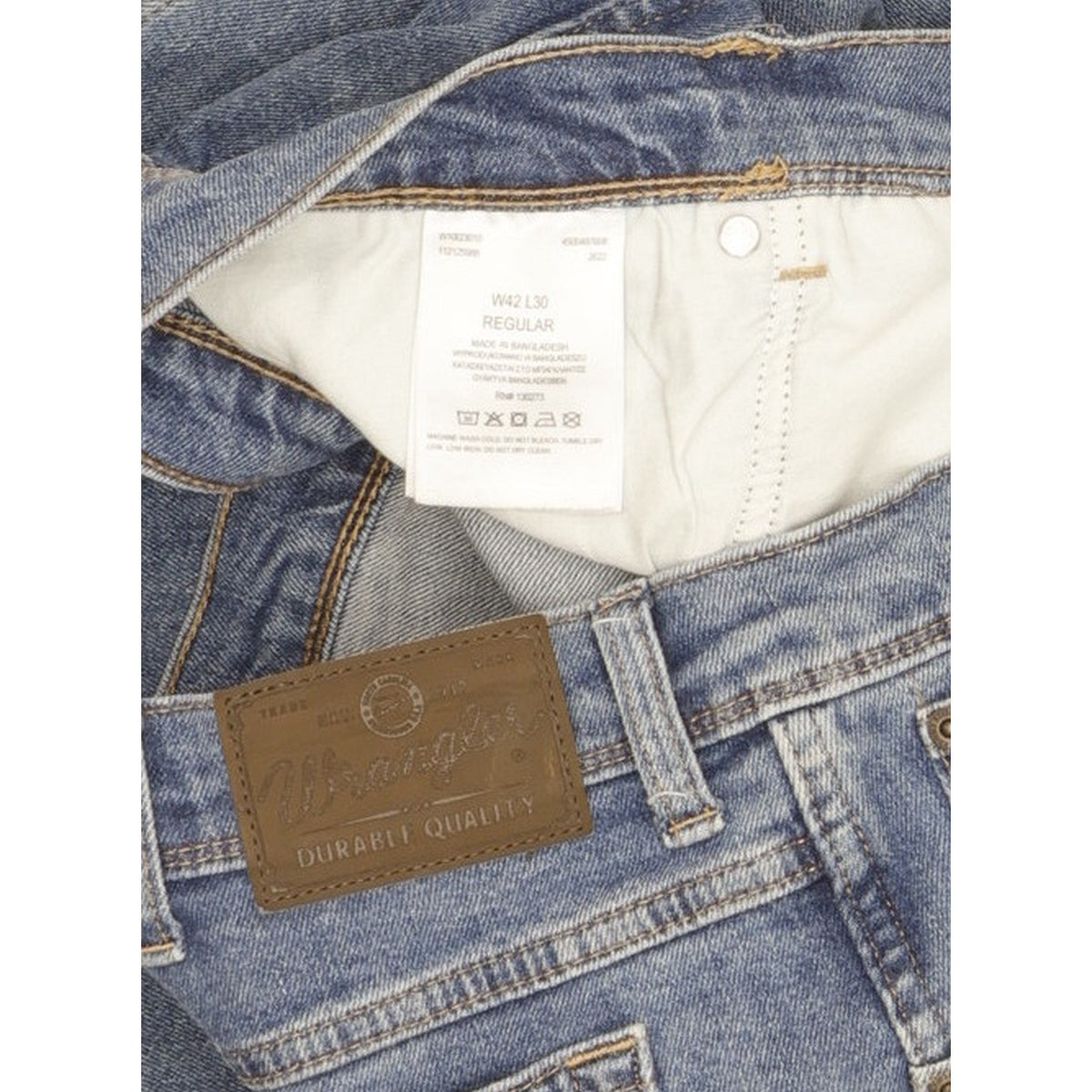 Wrangler Durale Quality Men Blue Straight Regular Stretch Jeans W42 L29