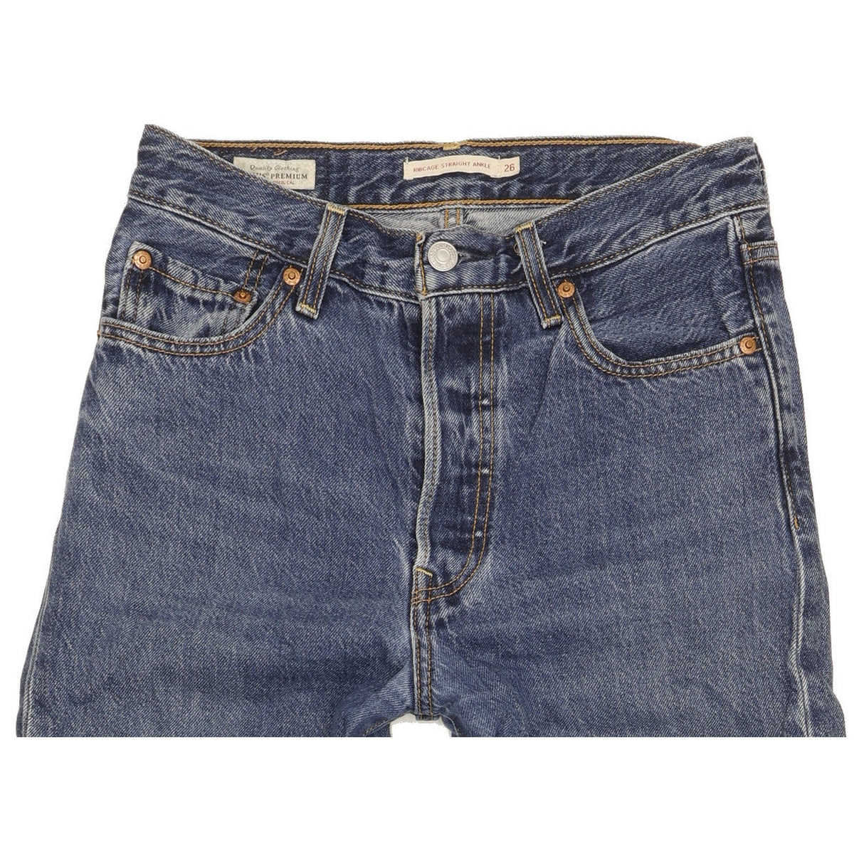 Levi's Ribcage Blue Straight Slim Stretch Jeans High Waisted W26 L29