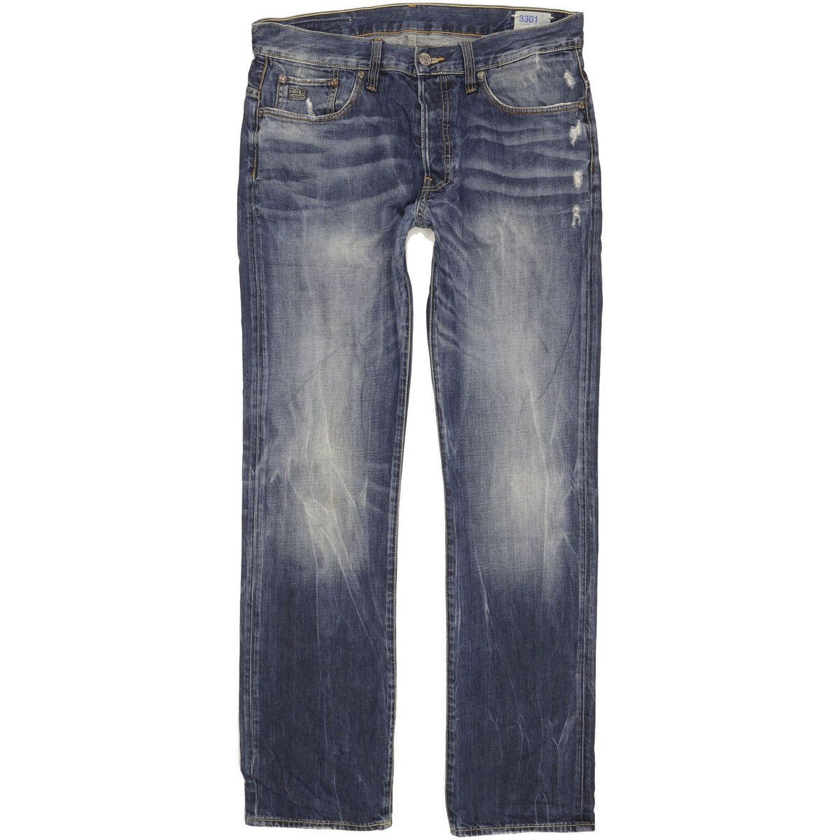 G-Star 3301 Men Blue Straight Regular Jeans W34 L34