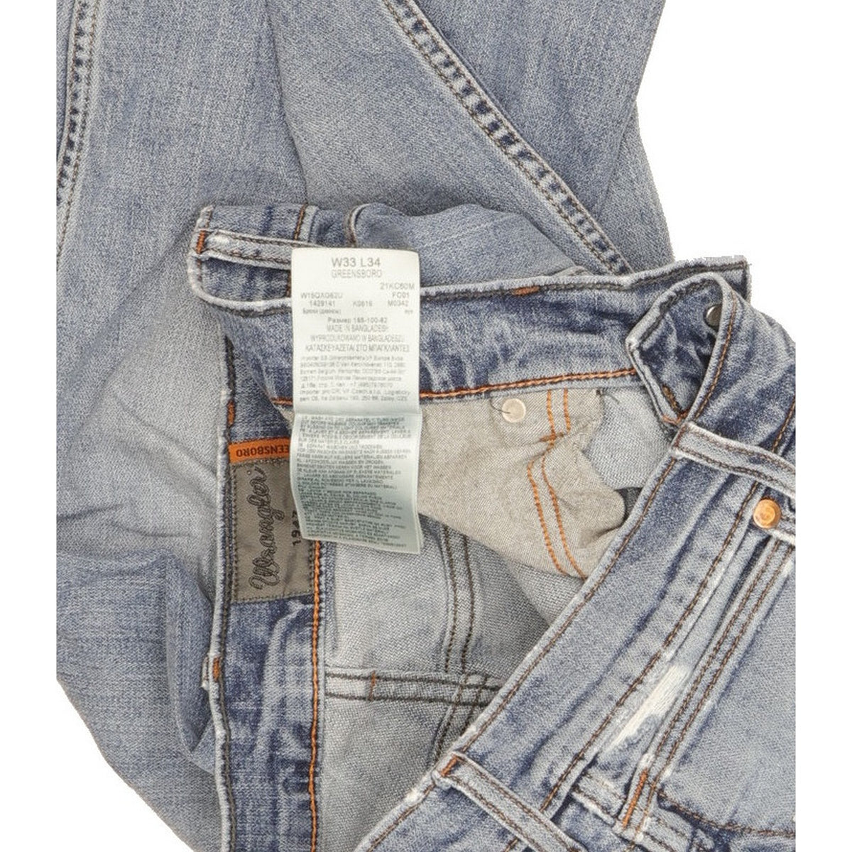 Wrangler Greensboro Men Blue Straight Regular Stretch Jeans W33 L34