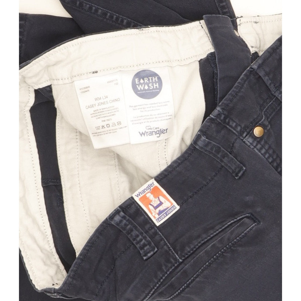 Wrangler Casey Jones Men Navy Straight Regular Chino Stretch Jeans W34 L33