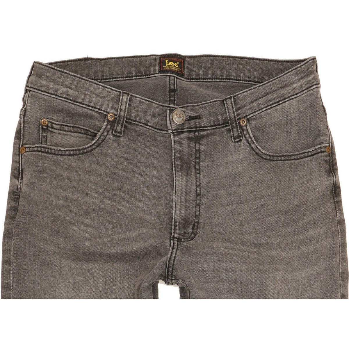 Lee Rider Men Grey Straight Slim Stretch Jeans W33 L32