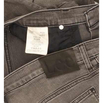 Lee Rider Men Grey Straight Slim Stretch Jeans W33 L32
