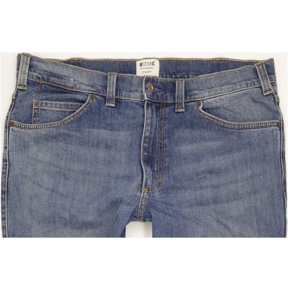 Mustang Tramper Men Blue Straight Regular Stretch Jeans W38 L32