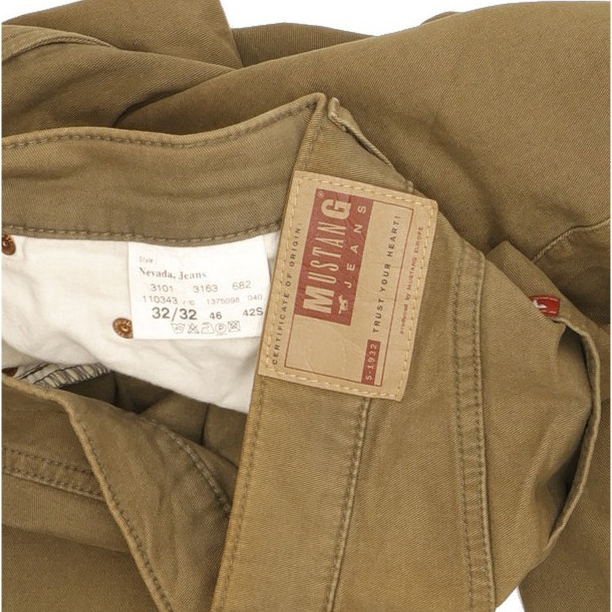 Mustang Nevada Men Green Straight Regular Stretch Jeans W32 L32